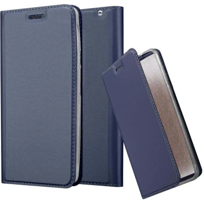 Afbeelding van Cadorabo Hoesje geschikt voor Motorola MOTO X PLAY in CLASSY DONKER BLAUW Beschermhoes met magnetische sluiting, standfunctie en kaartvakje Book Case Cover Etui