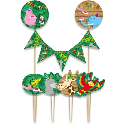 Afbeelding van Paperdreams Taartdecoratie set jungle 9 stuks