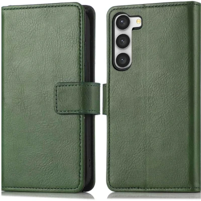 Afbeelding van iMoshion Hoesje Geschikt voor Samsung Galaxy S23 Met Pasjeshouder Luxe Bookcase Groen