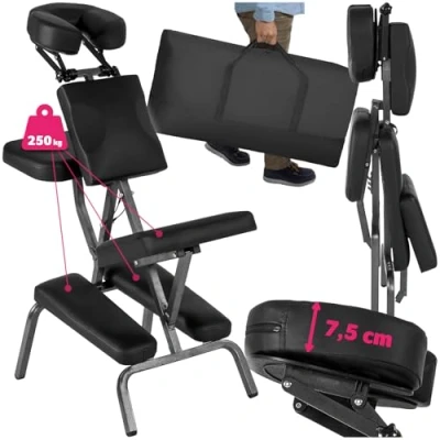 Afbeelding van TecTake Massagestoel met transporttas, verschillende kleuren om uit te kiezen, zwart