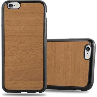 Afbeelding van Cadorabo Hoesje geschikt voor Apple iPhone 6 / 6S in WOODEN BRUIN Beschermhoes gemaakt van flexibel TPU silicone Case Cover