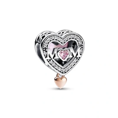 Afbeelding van Pandora Moments 925 Sterling Zilveren Mum &amp; Heart Bedel 782653C01 Met 14K Roségouden Plating