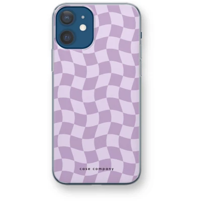 Afbeelding van Case Company® hoesje geschikt voor iPhone 12 mini Grid Paars Soft Cover Telefoonhoesje Bescherming aan alle Kanten en Schermrand