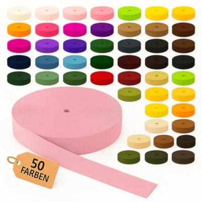 Afbeelding van KBBB Band: 2 m of 5 lang, 50 kleuren, breedte 10 mm, 15 20 25 30 40 mm polypropyleen