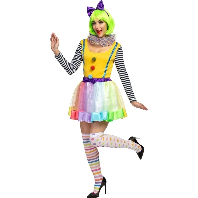 Afbeelding van FUNIDELIA Deluxe Clown kostuum voor vrouwen Maat: XL Geel