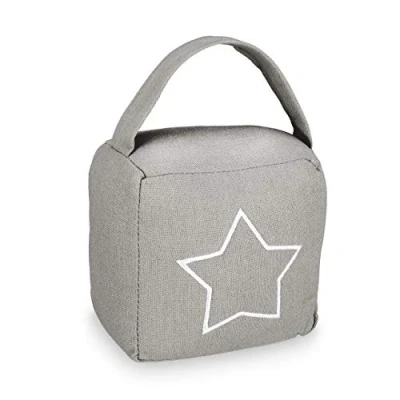 Afbeelding van Relaxdays deurstopper zak deurstop met ster handgreep vintage vloermodel modern donkergrijs