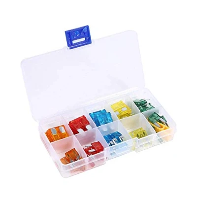 Afbeelding van Terisass 50 stuks 5 A 10 15 20 30 geassorteerde bladzekering set voor auto voertuig motorfiets boot vrachtwagen zekeringen kit mini en standaard + zekering