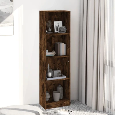 Afbeelding van Boekenkast 4 laags 40x24x143 cm bewerkt hout gerookt eikenkleur