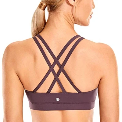 Afbeelding van CRZ Yoga Dames Strappy Back Draadloze Gewatteerde Workout Sport BH, Arctische pruim, L