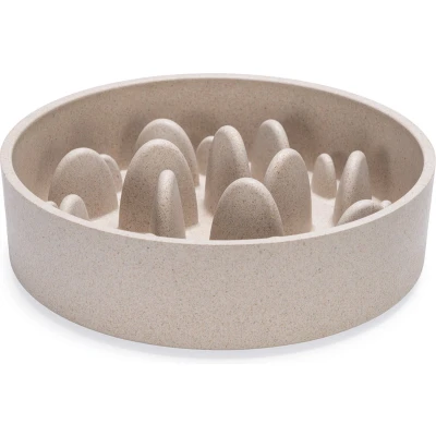 Afbeelding van Designed by Lotte Anti Schrokbak Pom Hondenvoerbak Bamboo Beige 21 cm 1430 ml