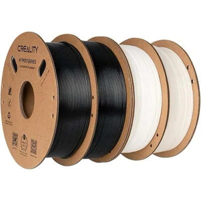 Afbeelding van Creality Hyper PLA filament, 4 stuks, 1,75 mm, kg, voor 3D printer, ontworpen hoge snelheid van 30 600 mm/s, maatnauwkeurigheid ± 0,03 mm (zwart en wit)