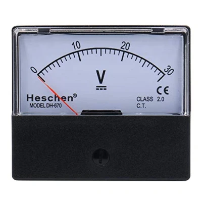 Afbeelding van Heschen Rechthoekige voltmeter met analoge weergave, model 670, DC 0 30 V, klasse 2.0.
