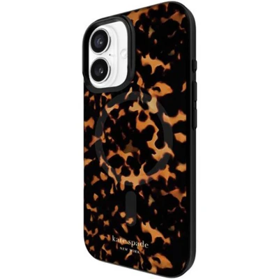Afbeelding van KATE SPADE NEW YORK, Hoesje Geschikt voor Apple iPhone 16 Plus MagSafe Schildpaddesign antimicrobieel, Zwart / Geel