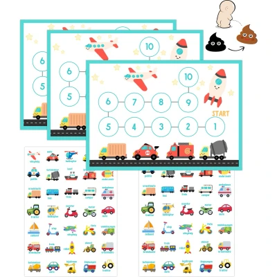 Afbeelding van Stevig Beloningssysteem Voertuigen + Grote Stickers en 2 Verkleurende Plasstickers Kinderen Zindelijkheidstraining Kind Jongens Op het Potje Zindelijk Worden Cadeautje
