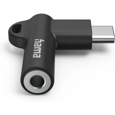 Afbeelding van Hama Aux adapter USB C 3.5mm jack aansluiting, 90 hoekstekker, zwart