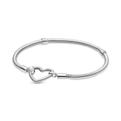 Afbeelding van Pandora Slangenschakelarmband met hartsluiting, 19 EU, Sterling zilver