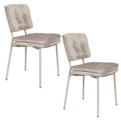 Afbeelding van Feliz Lifestyle Franck Eetkamerstoelen Velours Beige Set van 2