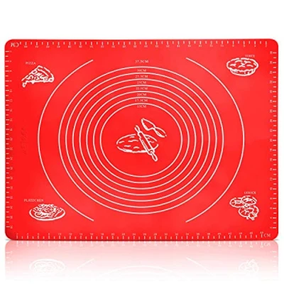 Afbeelding van Belmalia Grote mat voor bakken, rollen, hittebestendig, siliconen je pizza, deeg, fondant, keuken, 50 x 40 cm, rood
