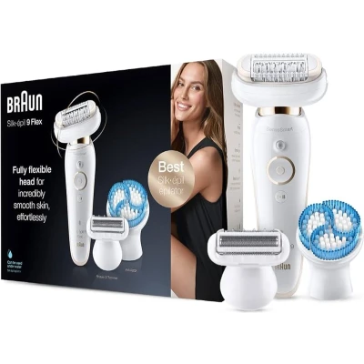 Afbeelding van Braun Silk épil 9 Flex 010 Voor Vrouwen Met Flexibele Kop Ontharen, Wit/Goud