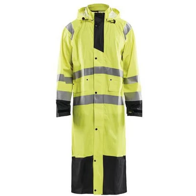 Image de Manteau de pluie haute visibilité niveau 1 jaune fluorescent/noir
