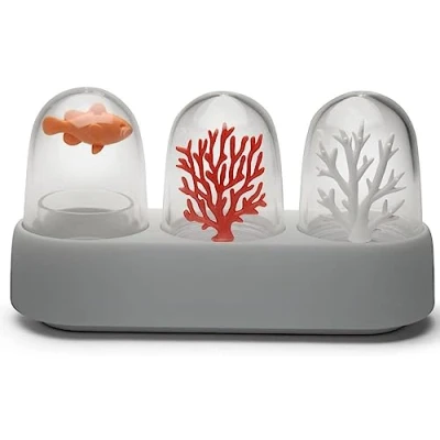 Afbeelding van Qualy Zout , peper en tandenstokerhouder “Ocean Ecology W64 x L175 H99 mm 255gr transparant grijs