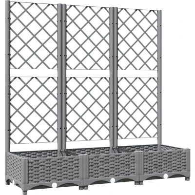 Afbeelding van Plantenbak met latwerk 120x40x121,5 cm polypropeen lichtgrijs