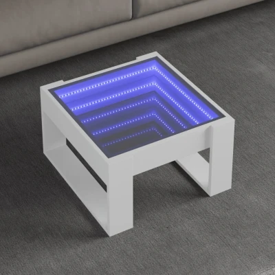 Afbeelding van Salontafel met Infinity LED 50x53x30 cm wit