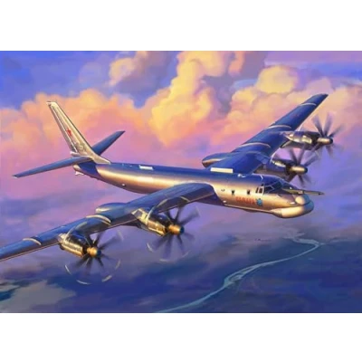 Afbeelding van 1:144 Zvezda 7038 Russian Strategic Bomber Tu 95MS Bear Plastic Modelbouwpakket