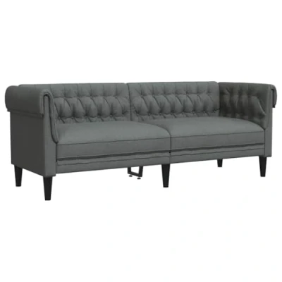 Afbeelding van Driezitsbank Chesterfield stijl stof donkergrijs