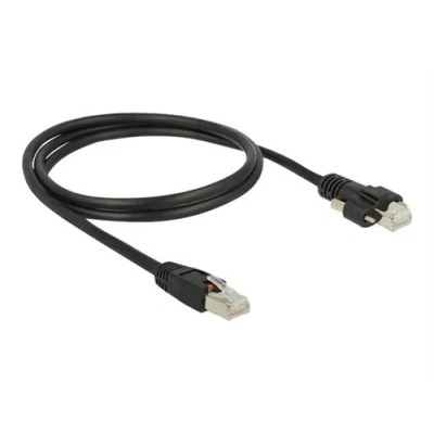 Image de Delock Cordon de raccordement RJ 45 (M) pour vissable 1 m Paire torsadée blindée (SSTP) CAT 6 noir