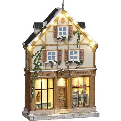 Afbeelding van LuVille Kerstdorp Miniatuur Bakkerij L17 x B7 H26,5 cm