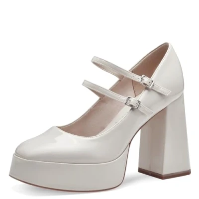 Afbeelding van Tamaris Plateaupumps, Dames, Maat: 38, Ivory Kunststof