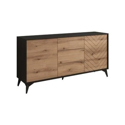 Afbeelding van Meubella Dressoir Dolores Eiken Zwart 154 cm met lades