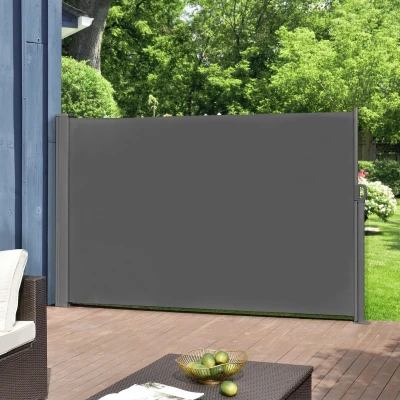 Afbeelding van Uittrekbare windscherm oprolbare terrasscherm 1,6x3 m grijs