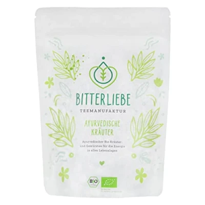 Afbeelding van BitterLiebe® Teemanufaktur Ayurvedische kruiden biologische kruidenthee los met de kracht van bittere stoffen kruiden, citroengras, venkel enz. ca. 70 kopjes (240 g)