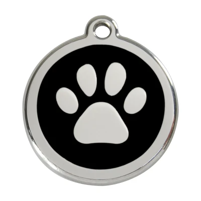 Afbeelding van Paw Print Black roestvrijstalen hondenpenning large/groot dia. 3,8 cm RedDingo