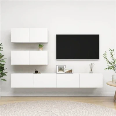 Image de vidaXL Ensemble de meubles TV 4 pcs Blanc Bois d&#039;ingénierie