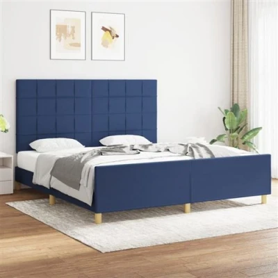 Afbeelding van Bedframe met hoofdeinde stof blauw 180x200 cm