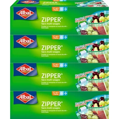 Afbeelding van Albal 12 multifunctionele zakken, ritssluiting, luchtdicht, 4 dozen, 1 l
