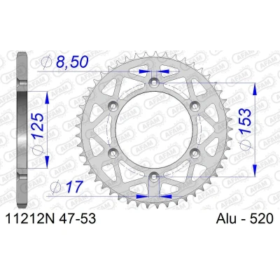Afbeelding van AFAM 520 52Z aluminium tandwiel (zilver)