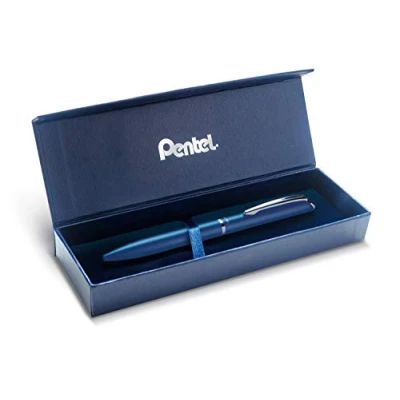 Afbeelding van Pentel BL2007 EnerGel Gel roller, hoogwaardig, intrekbaar, 0,7 mm punt, metalen behuizing, mat, nachtblauw, geschenkdoos