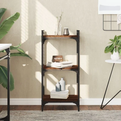 Afbeelding van Boekenkast 3 laags 40x30x86 cm bewerkt hout bruineikenkleurig