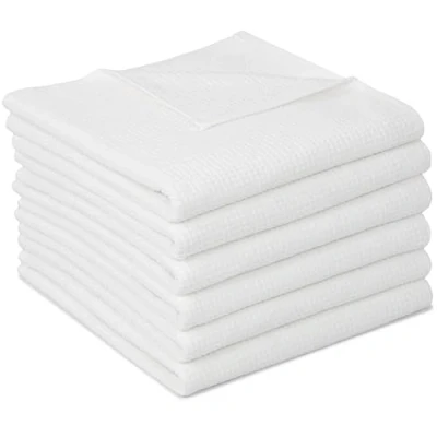 Afbeelding van ZOLLNER Set van 6 wafelhanddoeken, 100% katoen, wit, 50 x 100 cm