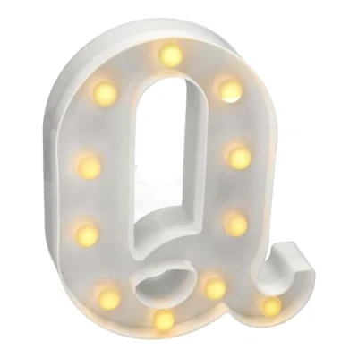 Afbeelding van JANDEI Lichtgevende letters en cijfers, warm licht, decoratie milieu, bedlampjes, vitrines, bruiloften, verjaardagen, feestjes. Werkt op AA batterijen niet inbegrepen (Brief Q)