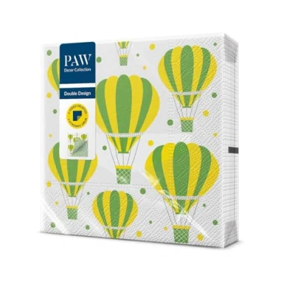 Afbeelding van PAW Dubbelzijdige papieren servetten, 3 laags (33 x 33 cm), 20 stuks, perfect voor verjaardagen, feesten, bruiloften, communie I aan beide zijden bedrukt gestreepte ballonnen