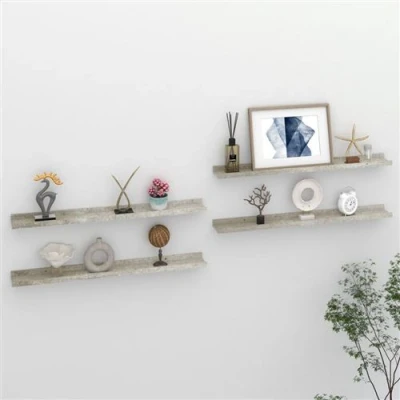 Afbeelding van Wandschappen 4 st 80x9x3 cm betongrijs