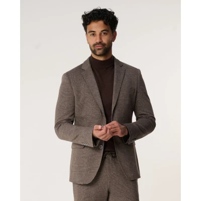 Afbeelding van The Blueprint Premium Mix &amp; Match Colbert Heren Bruin grote ruit