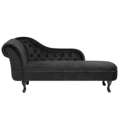Afbeelding van Beliani NIMES Chaise longue Zwart Linkerzijde Fluweel