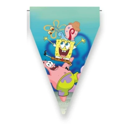 Afbeelding van BeenSmile, Spongebob banderoin, wimpel voor kinderen, decoratie kinderverjaardag, feestartikelen, feest en verjaardag, 1 stuk, 3 m