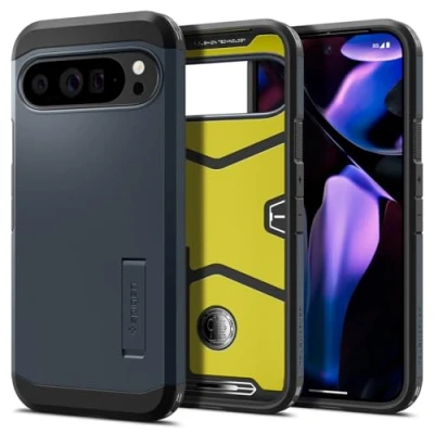 Afbeelding van Spigen Tough Armor Hoesje Geschikt voor Google Pixel 9 Pro XL Back Cover met Kickstand Metal Slate